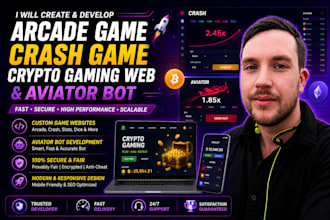 develop arcade game website, crash game website, crypto gaming web, aviator bot