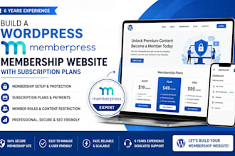 build a wordpress memberpress membership website with subscription plans