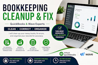 clean up and fix your quickbooks or wave bookkeeping