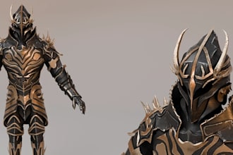 design 3d character modeling, game asset creation, cinematic rendering,3d armor