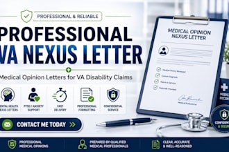 write medical supported opinion for VA disability