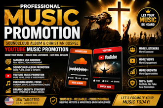 do soundcloud album and christian gospel youtube music promotion