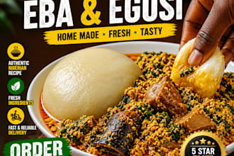 prepare eba and egusi soup with shaki, inu eran, edo