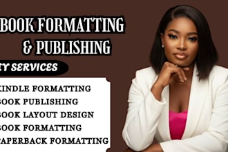 format romance fantasy fiction children or cookbook for amazon KDP publishing