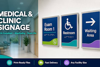 design medical office clinic signage with ada braille wayfinding, room id signs
