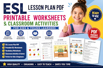 esl lesson plan PDF, printable worksheets, and classroom activities for kids