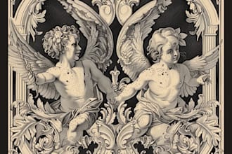 draw artwork illustration with vintage engraving style