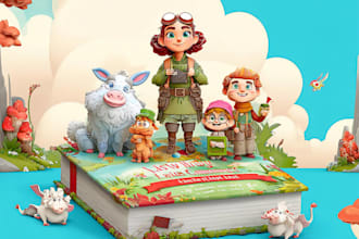 design a unique illustrated childrens book cover