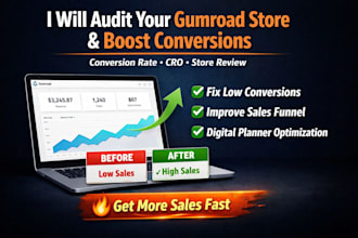 audit gumroad store cro promotion digital palnners conversion rate store review