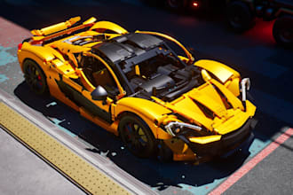 design 3d lego car model, xml part list, digital render, set moc PDF instruction