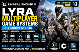 develop unreal engine 5 lyra multiplayer game systems using cpp blueprint gas