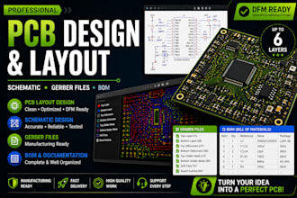 create pcb design pcb board pcb schematic, electric circuit and gerber files