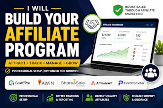 build affiliate program, goaffpro, awin, shareasale, affiliatewp, firstpromoter