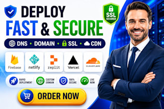 configure dns, deploy fullstack apps on replit, netlify, and firebase hosting
