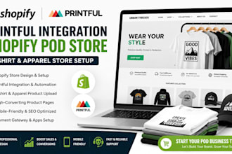 do printful shopify pod integration t shirt apparel store design setup