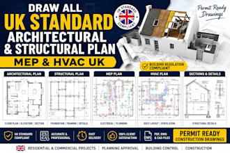 draw all UK standard architectural and structural plan, mep and hvac UK