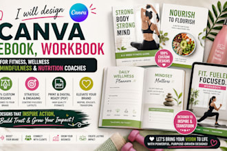 design canva ebook, workbook for fitness, wellness mindfulness nutrition coaches