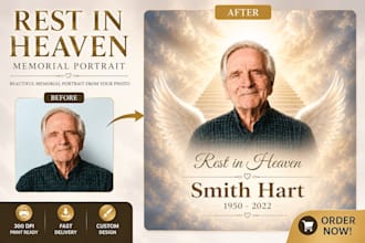 turn your photo into a heavenly memorial portrait with wings
