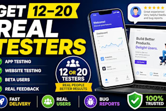 provide real 12 tester, 20 testers for google play console closed app testing