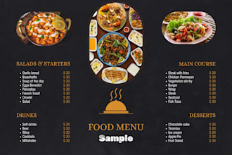 create eye catching restaurant menu design for social media and print