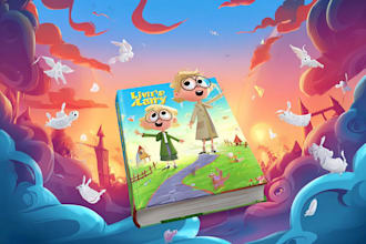 illustrate magical and colorful childrens book covers