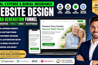 build final expense burial insurance website, gohighlevel funnel nd landing page