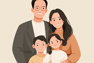 turn your family photo to be a minimalist vector portrait