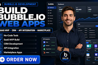 build bubble io web app saas mvp CRM api integration marketplace no code tool