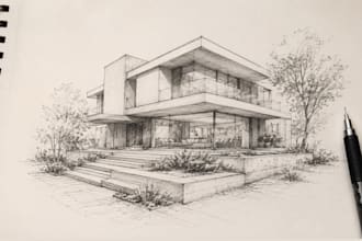 draw architectural, perspective, industrial sketches and hand drawn rendering
