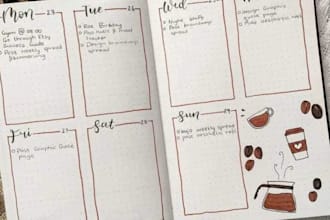 design journals, daily, weekly, monthly planners and notebooks