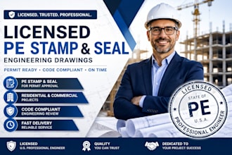 provide licensed pe stamp and seal for engineering drawings