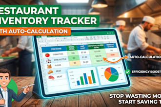 build restaurant inventory tracker spreadsheet with auto calculation