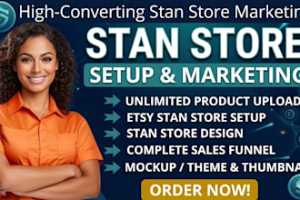 setup stan store etsy stan store design and stan store marketing expert seo