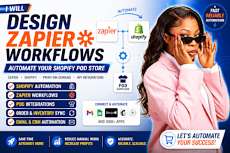 automate shopify print on demand store, zapier integrations ai workflow
