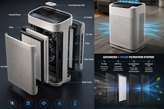 do portable 3d product design for air purifier, 3d airflow ready for manufacture