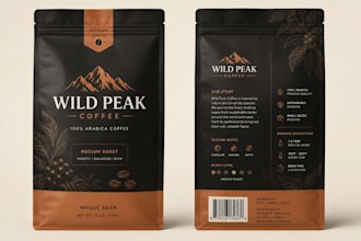 design coffee packaging, coffee bag, coffee label and pouch design
