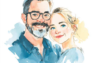 paint a family or couple portrait, handdrawn, noai