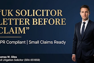 draft a UK solicitors pre action protocol letter for your small claim