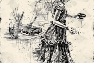 draw vintage sketch illustration for you