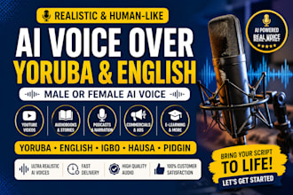 clone your voice or create realistic english ai voice over male or female