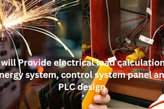 provide electrical load calculation, energy system, control system panel and plc