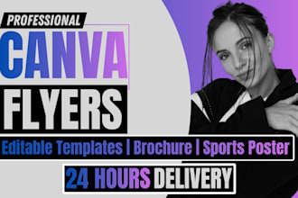 design editable canva flyer, brochure, logo and sport poster