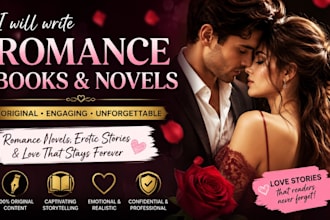 write original romance books, romance novels, erotic story writing