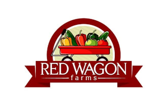 design organic natural colorful logo for red wagon farms