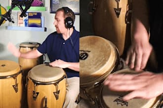 record congas, cajon, djembe, bongos, shakers, and drum percussion for you