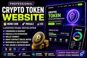 create crypto token website meme coin presale ico crypto currency landing page
