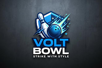 design a modern and creative bowling logo for your brand
