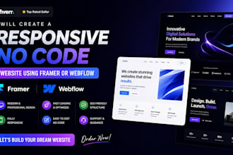 create a responsive no code website using framer or webflow