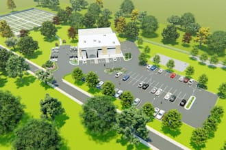 do 3d cemetery design, 3d graveyard, mausoleum, cemetery landscape