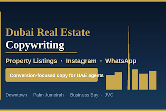 write real estate listing descriptions and social media content for dubai agents